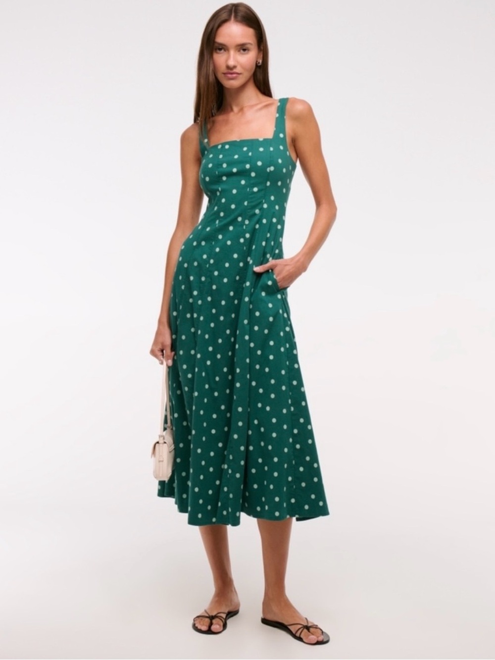 A&F Green Polka Dot Midi Dress - Women